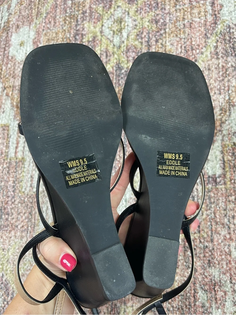 Dolce Vita Eddle Strappy Wedge Sandals Black Size 9.5
